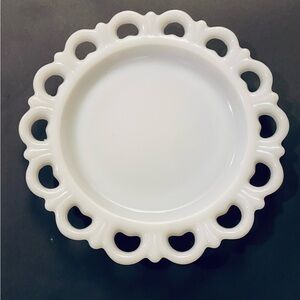 2- Vintage Milk Glass Lace Edged Snack or salad plates